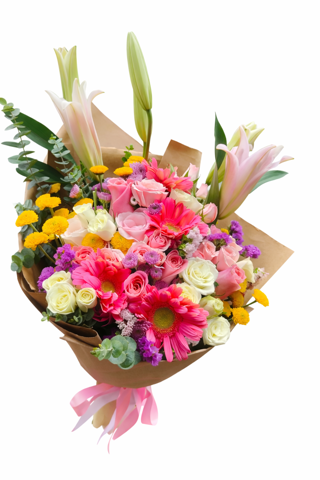 Bouquet jardín encantado con lirios y gerberas