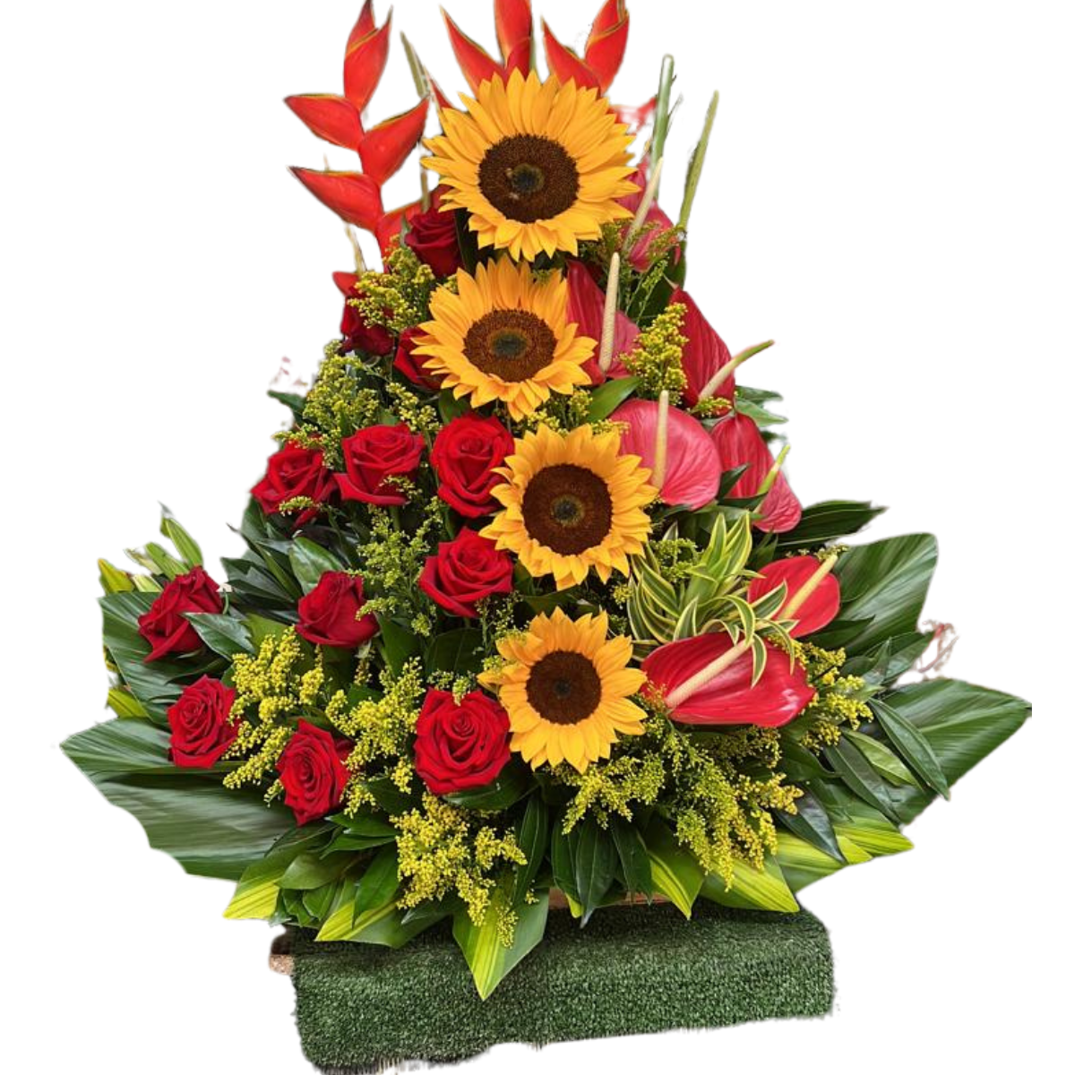 arreglo-girasoles-rosas-anturios-cumpleanos-210000 Arreglo de girasoles rosas rojas y anturios para cumpleaños